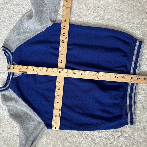 Gymboree Blue Gray Raglan Colorblock Cotton Sweater M 7 8 Boys - Picture 8 of 8